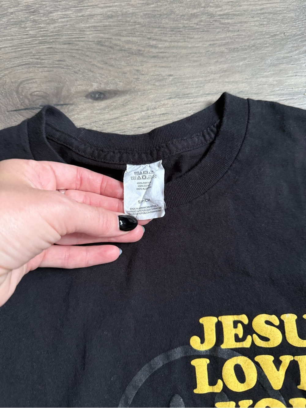 Jesus Loves You Black Graphic Tee - Religious Message Shirt - Picture 2 of 3